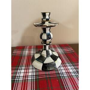 Mackenzie Childs Courtly Check 8” Pillar Candlestick Holder For Tapered Candles